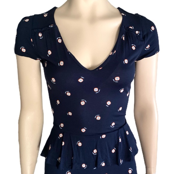 French Connection Navy Flowered Dress Size 0 - Picture 3 of 9